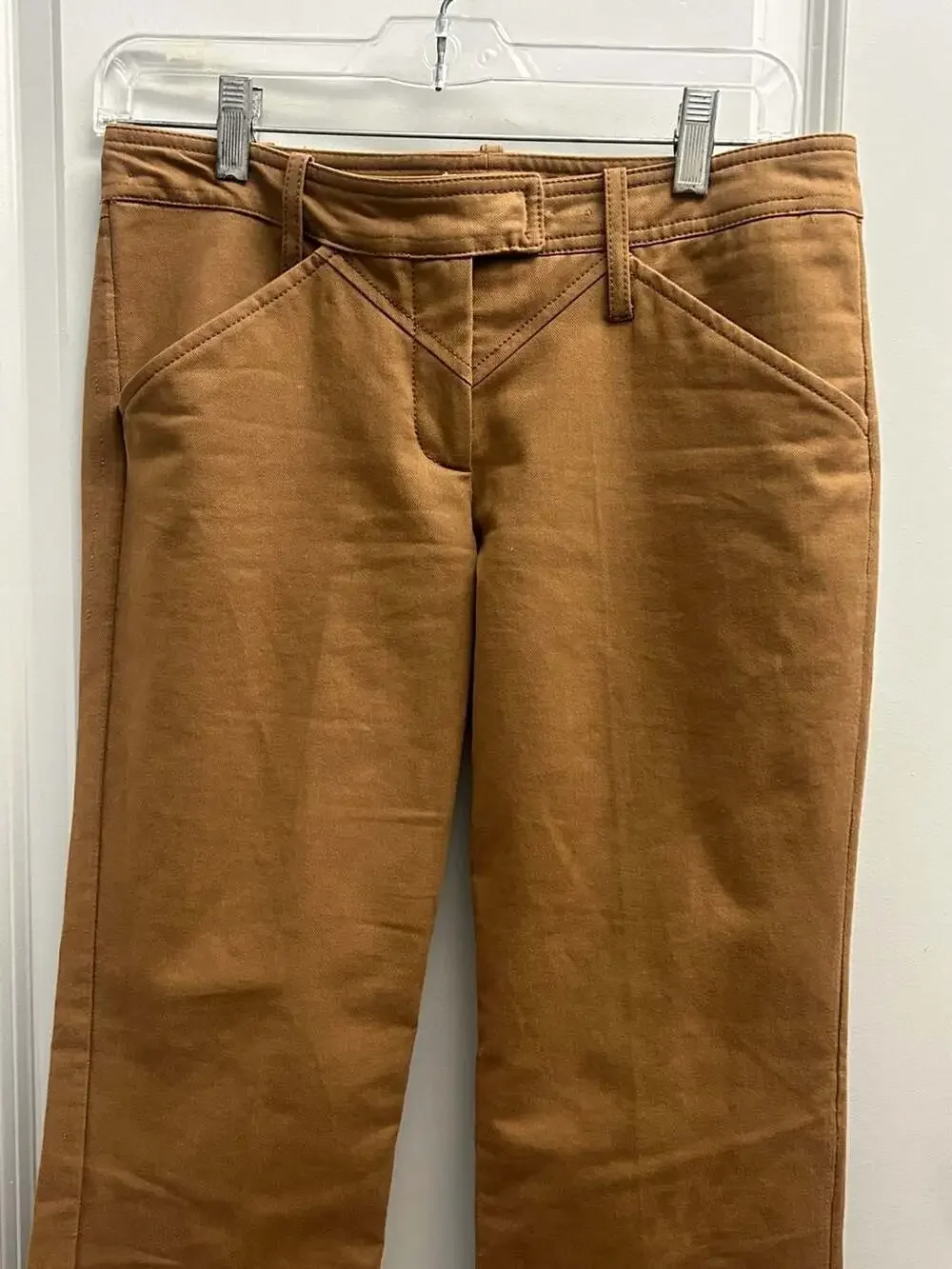 Pinko Brown Cotton Blend Structured Flare Trousers